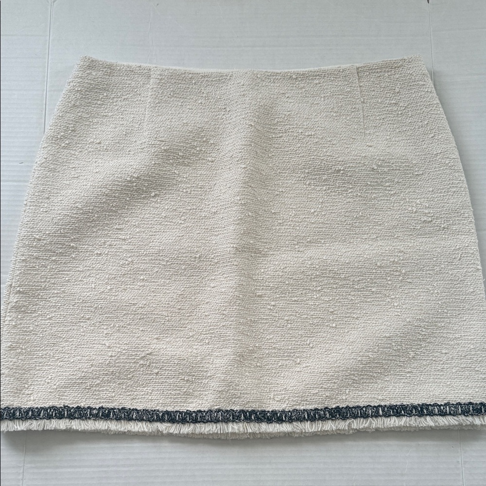 Moncler Cream Tweed Mini Skirt FR 48 XL Cotton Blend Luxury Designer - Picture 1 of 5